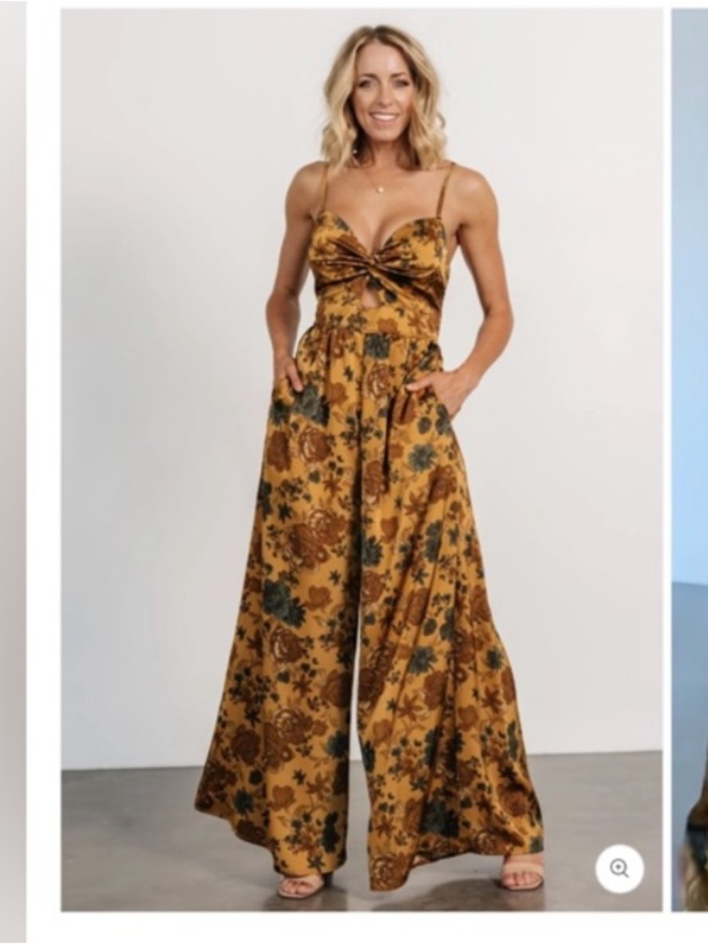 Blu Pepper Gold Multi Floral Wide-Leg Jumpsuit
